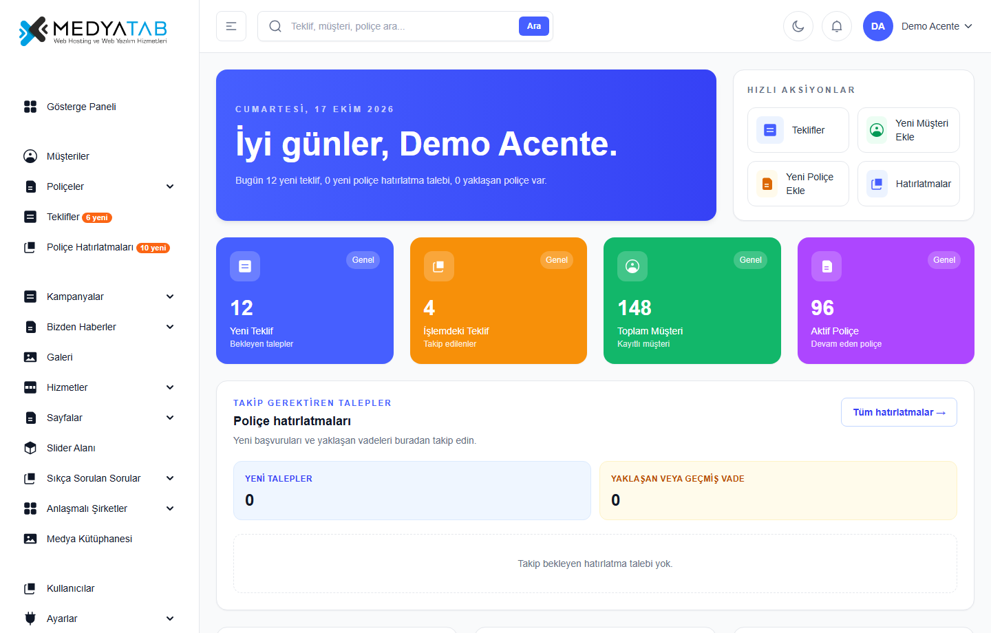 Acentelere Özel Gelişmiş Web Sitesi
